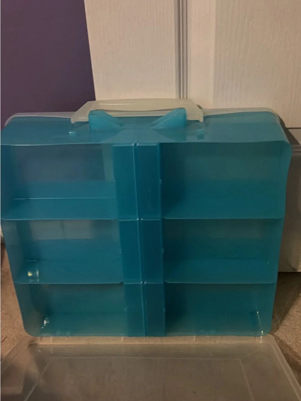 Blue Plastic Compartment Organizer - Home Storage